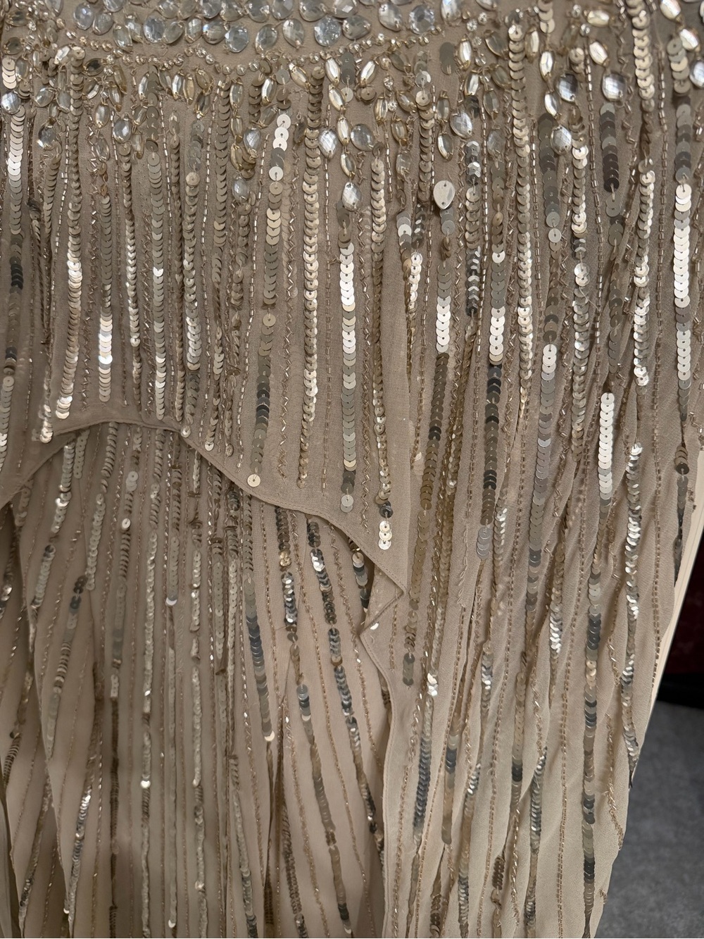 Mac Duggal Gold Sequin Cape-Back Maxi Dress - Picture 15 of 17